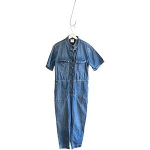 DARI cotton denim utility jumpsuit pockets short sleeves Sz 10